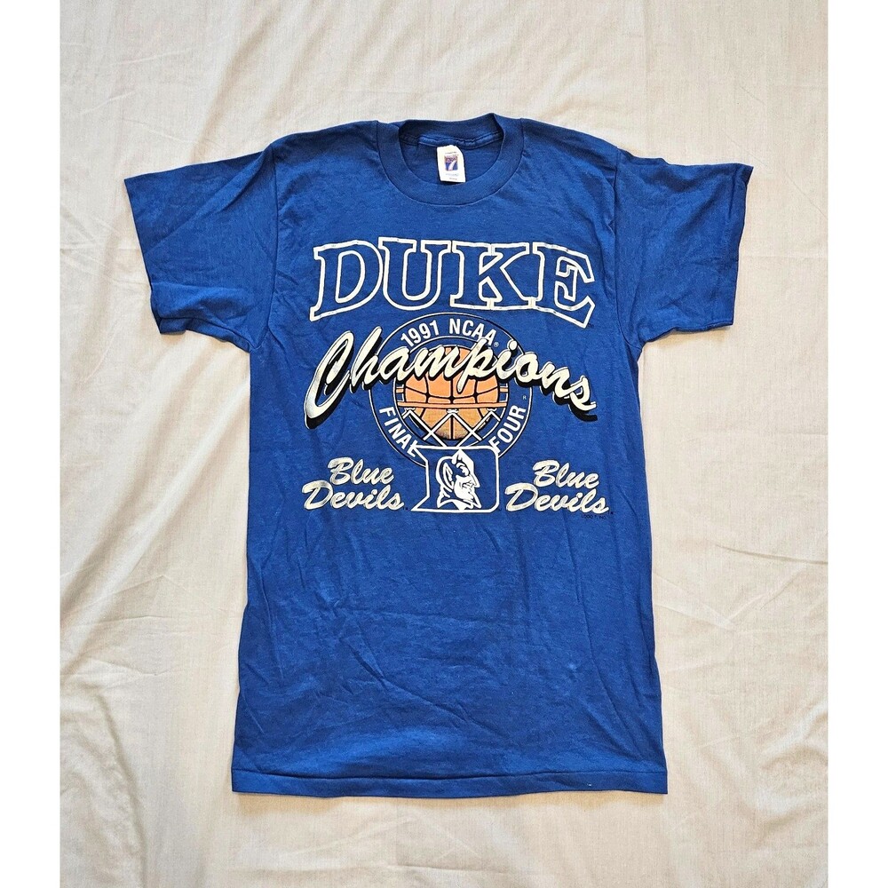 NOS Vintage 1991 Duke Blue Devils NCAA Champions Logo 7 T Shirt Blue